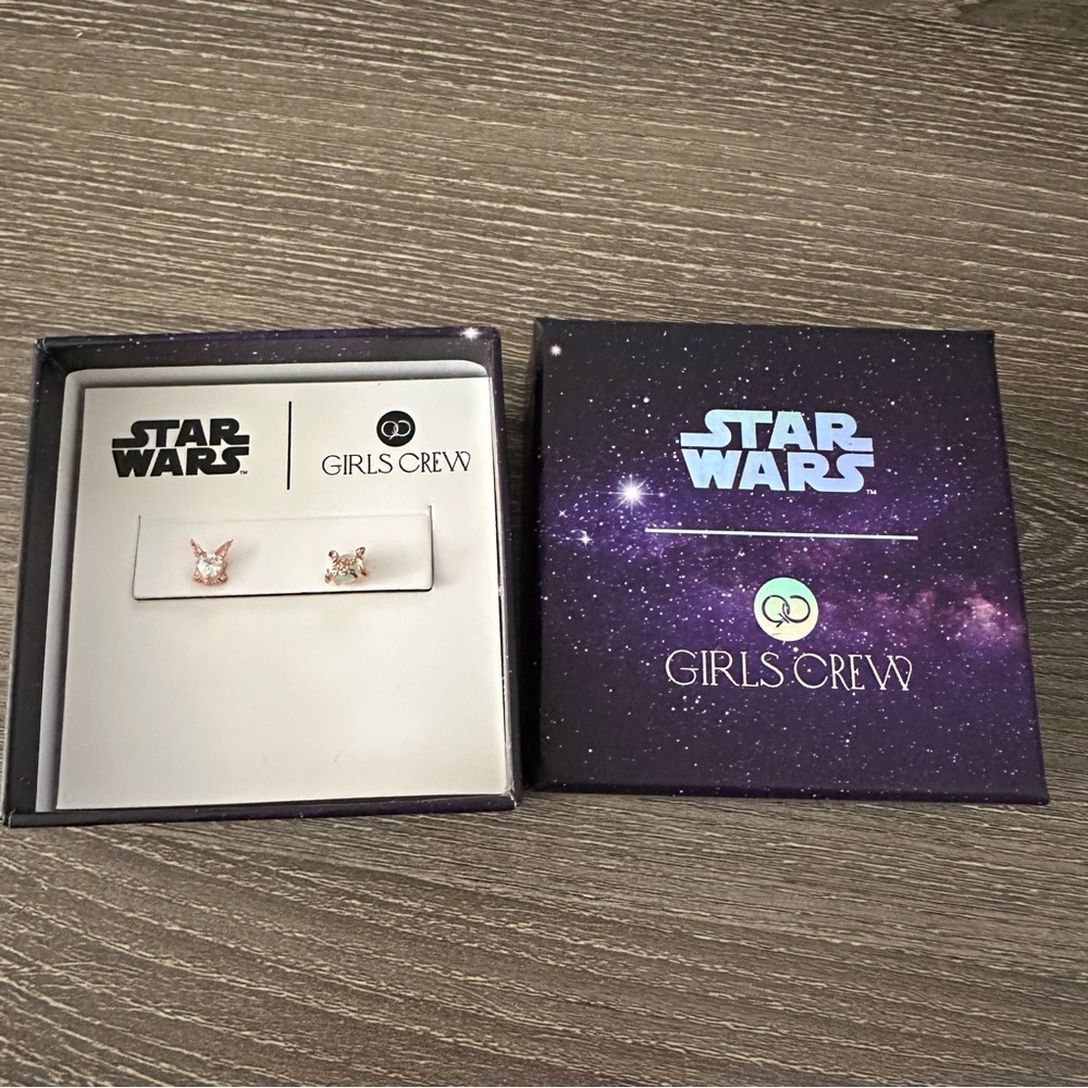Girls Crew Star Wars Tauntaun Vulptex Stud Earrings Rose Gold Set New 18K GP - Picture 4 of 8